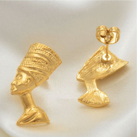 QUEEN NEFERTITI EARRINGS - 18K GOLD PLATED