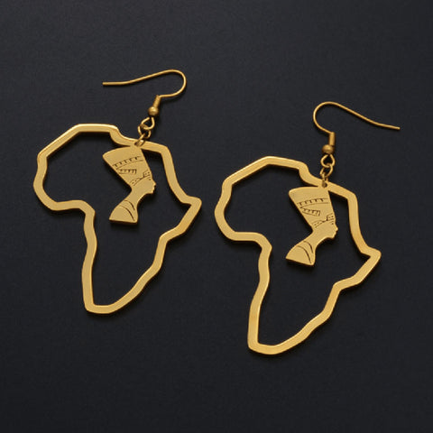 QUEEN NEFERTITI IN AFRICA EARRINGS - 18K GOLD PLATED